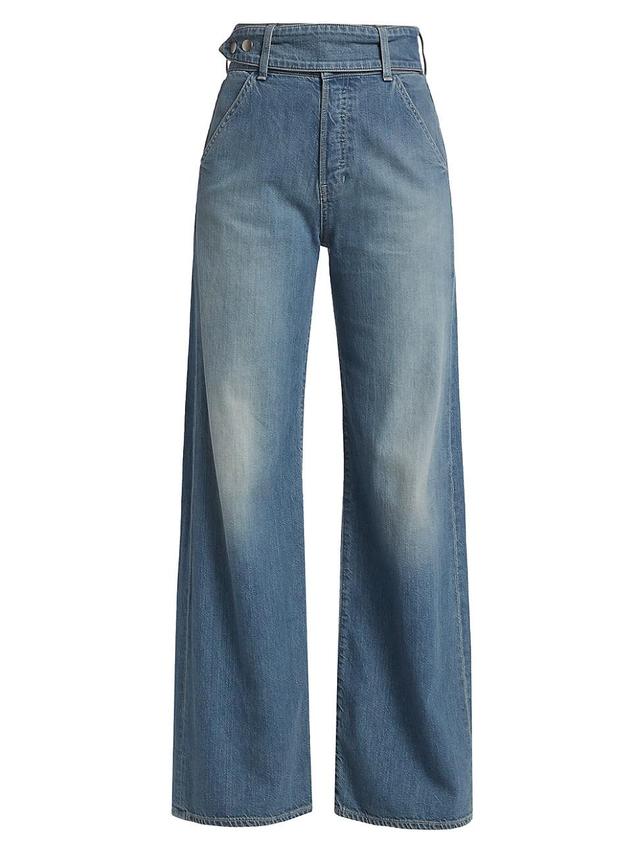 Womens Taylor High-Rise Belted Wide-Leg Jeans Product Image