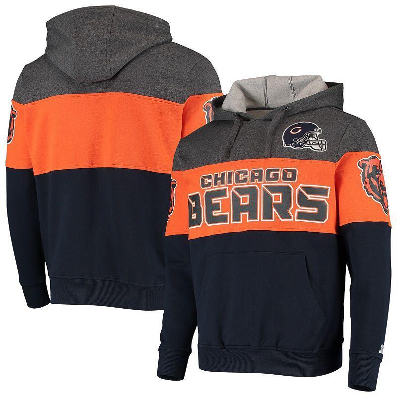 Mens Starter Heathered Gray/Orange Chicago Bears Extreme Fireballer Pullover Hoodie Grey Product Image