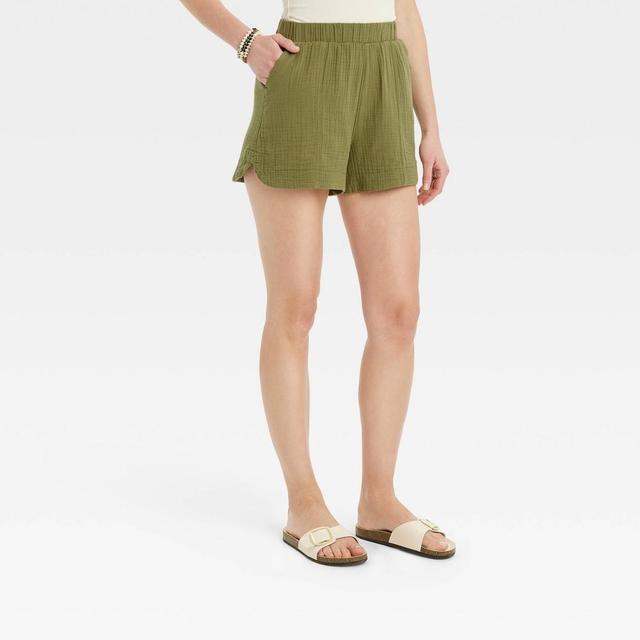 Womens High-Rise Pull-On Shorts - Universal Thread Olive XS Product Image