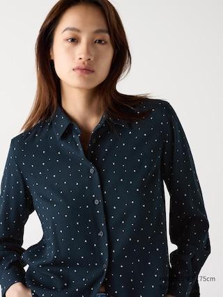 Womens Rayon Blouse Printed Navy Small UNIQLO US Product Image