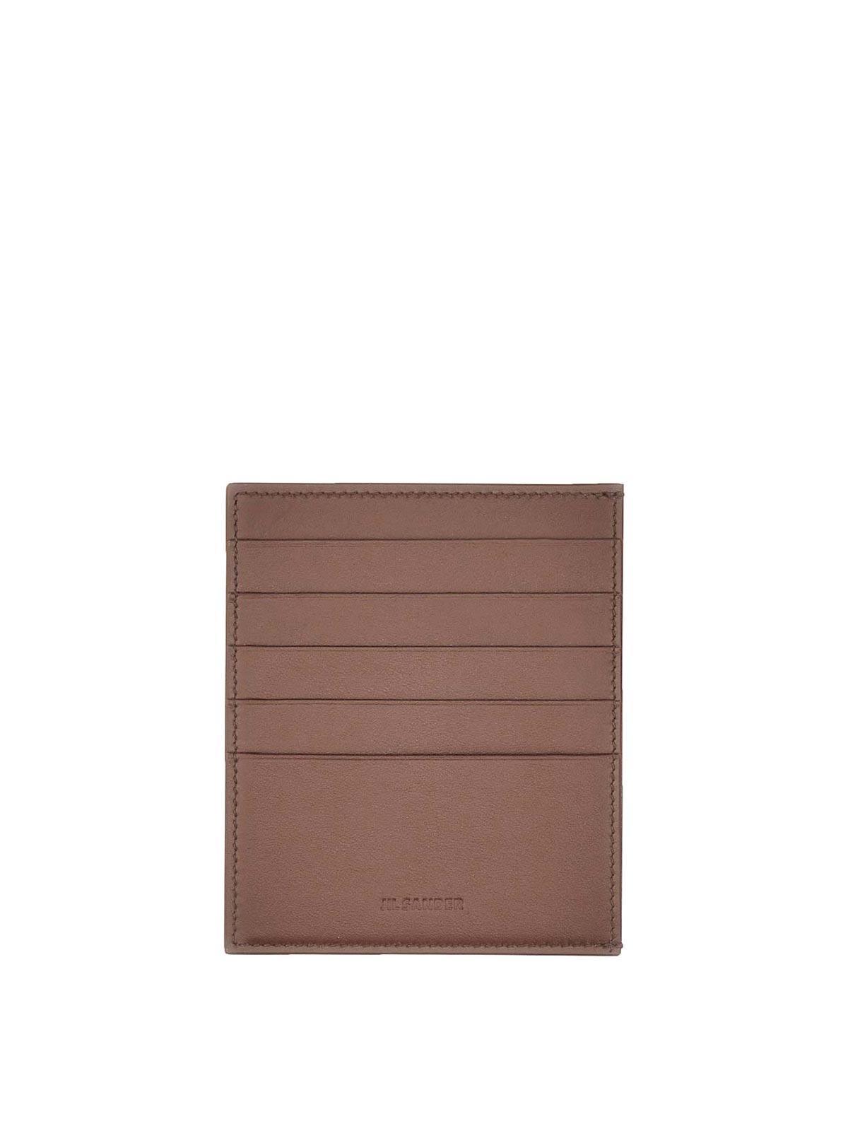 JIL SANDER Logo Embossed Cardholder In Brown Product Image