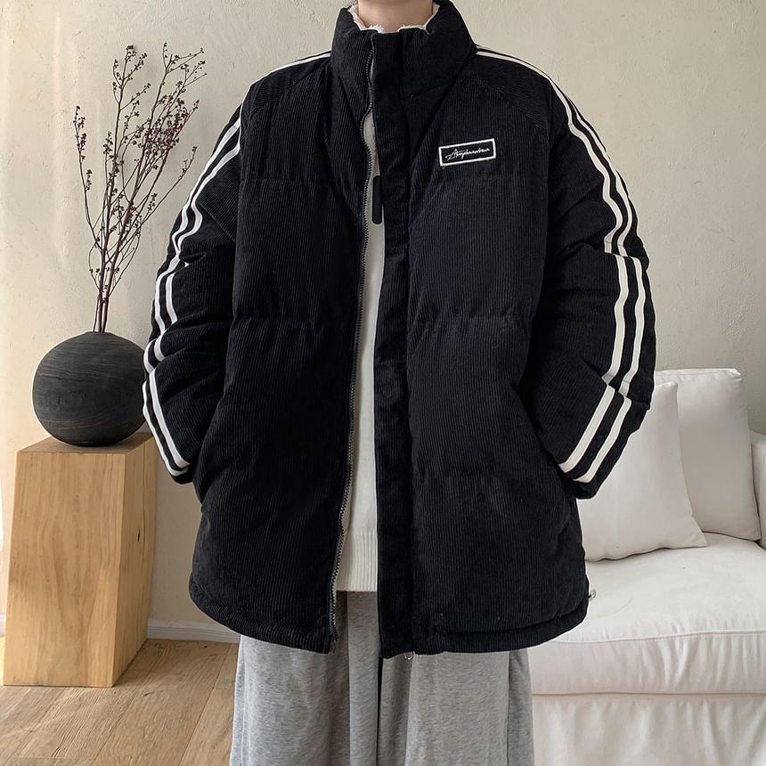 Striped Zip Puffer Jacket Product Image