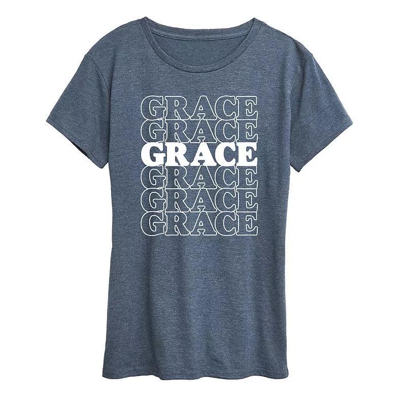 Womens Grace Stacked Graphic Tee Grey Green Product Image