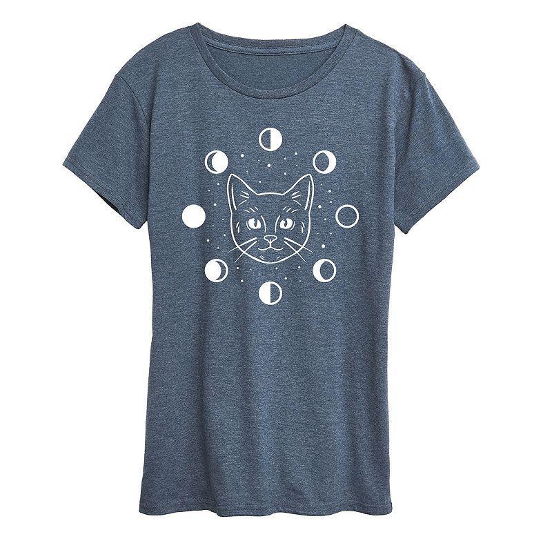 Womens Cat Moon Phases Graphic Tee Product Image