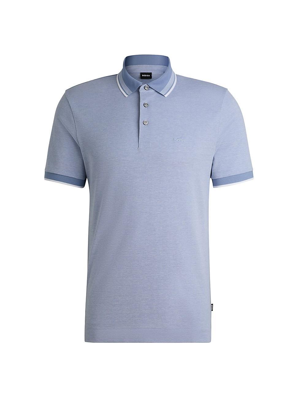 Mens Oxford-Cotton-Paique Polo Shirt with Logo Detail Product Image