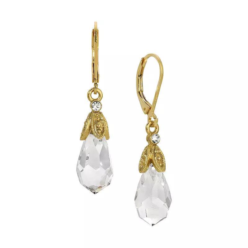 1928 Crystal Drop Leverback Earrings, Womens, Silver Product Image