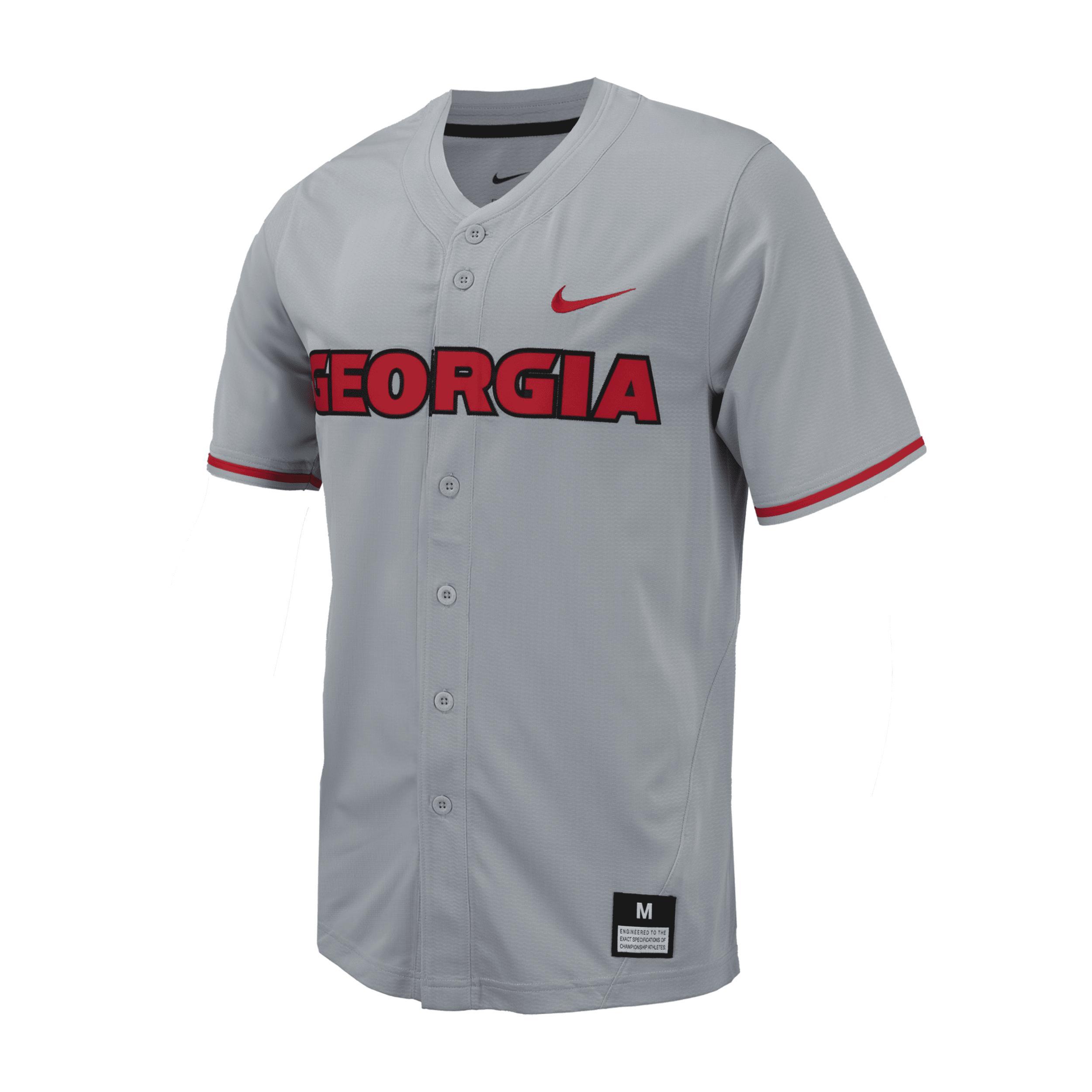 Mens Nike Gray Georgia Bulldogs Replica Full-Button Baseball Jersey Product Image