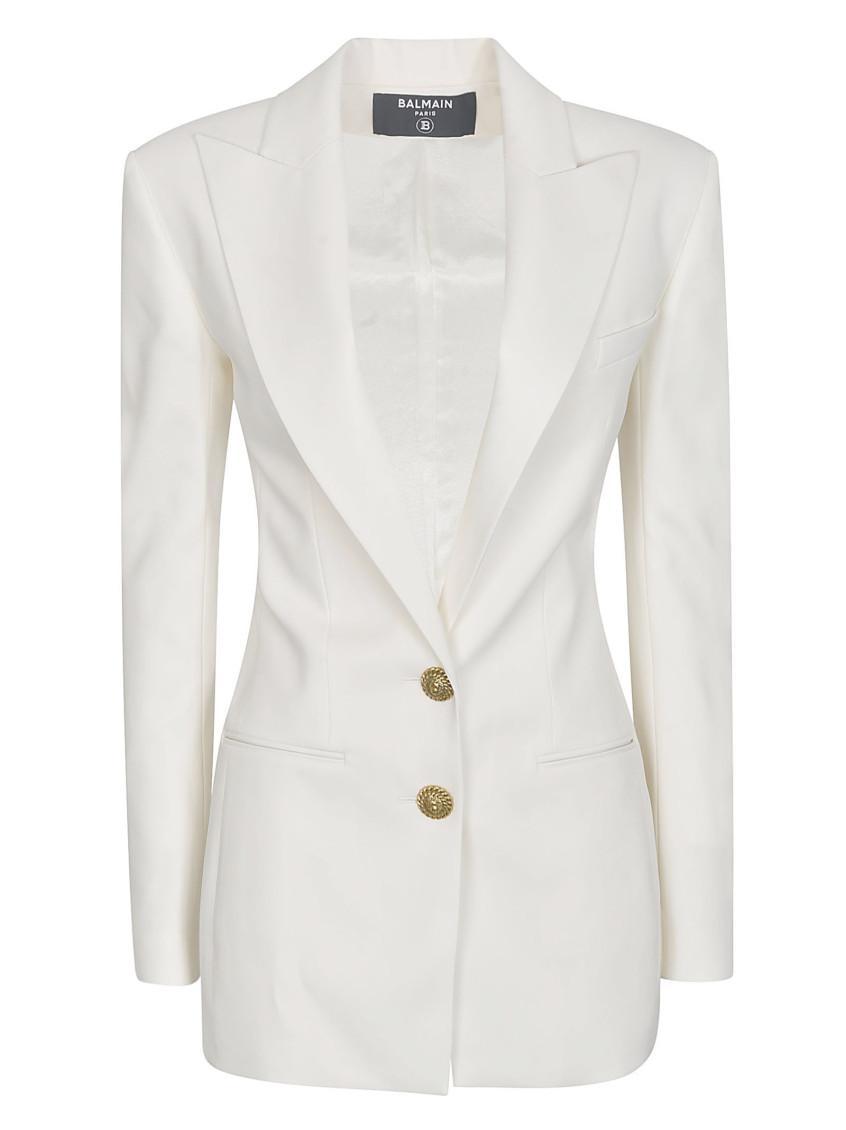 BALMAIN White 2-button Crepe Jacket Product Image