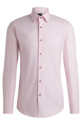 HUGO BOSS Slim-fit Shirt In Easy-iron Stretch-cotton Twill In Light Pink Product Image