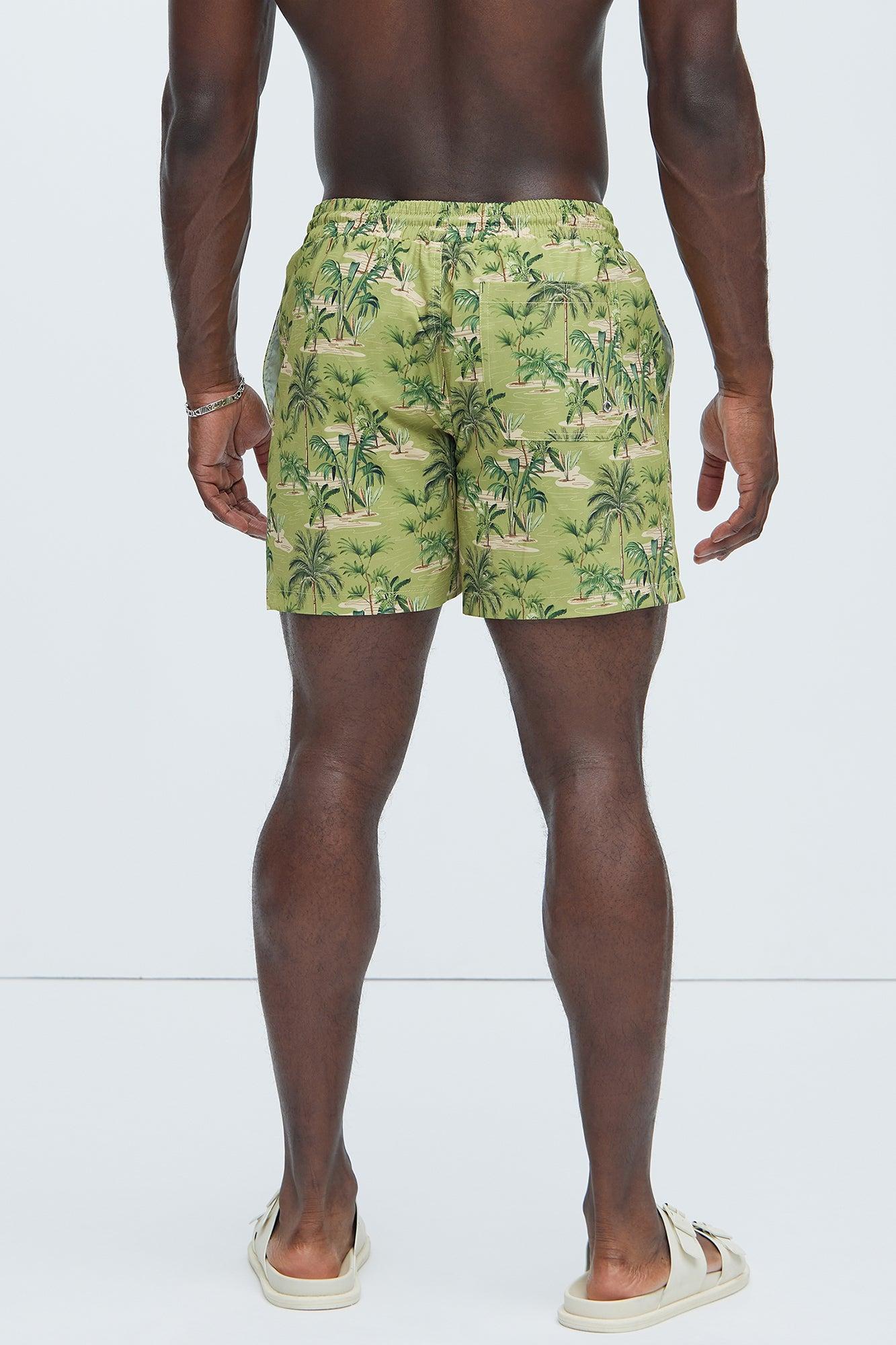 Graham Palm Swim Trunks - Green/combo Product Image