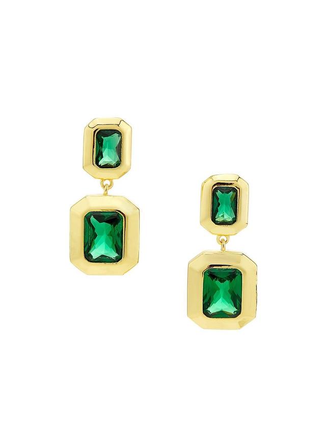 Womens 14K-Yellow-Gold Vermeil & Imitation Emerald Drop Earrings Product Image