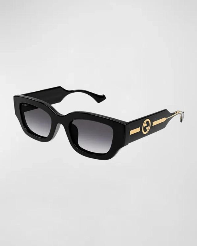 GUCCI Gg Logo Plastic Rectangle Sunglasses In Black Product Image