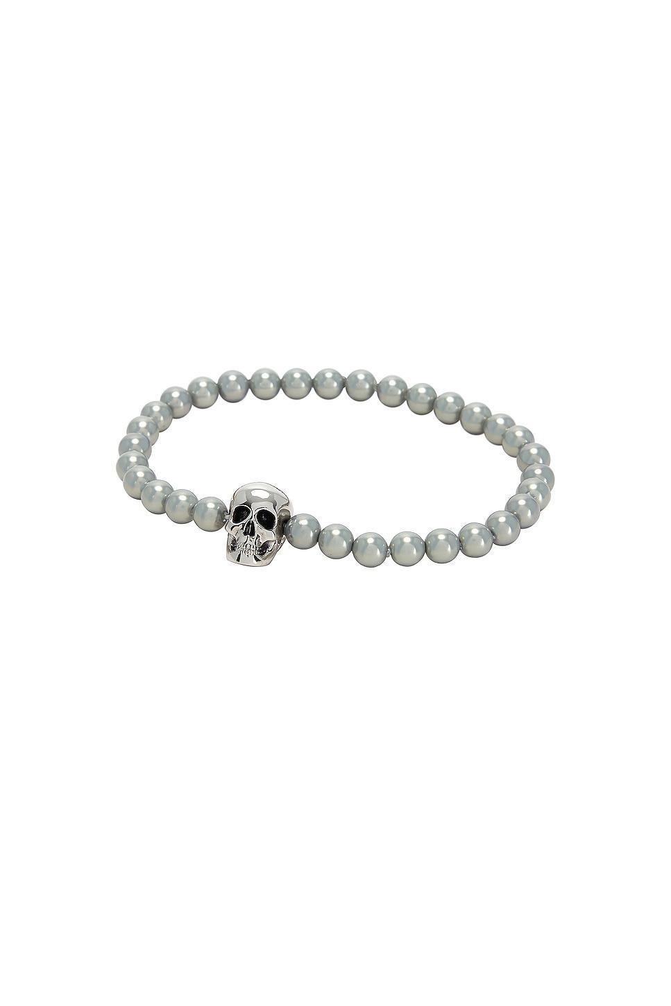 Alexander McQueen Skull Beaded Bracelet Grey.. Product Image