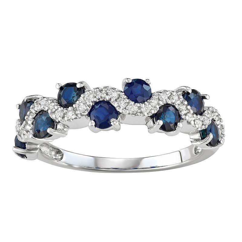 The Regal Collection 14k White Gold 1/6 Carat T.W. Diamond & Sapphire Ring, Womens 14k Gold Product Image