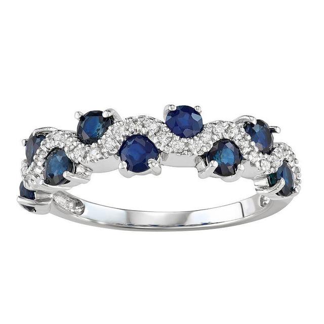 The Regal Collection 14k White Gold 1/6 Carat T.W. Diamond & Sapphire Ring, Womens Blue Product Image