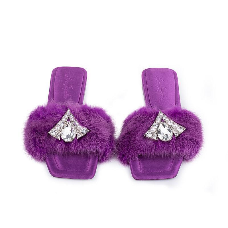 Chantal Fur Sandals (Purple) (Final Sale) Product Image