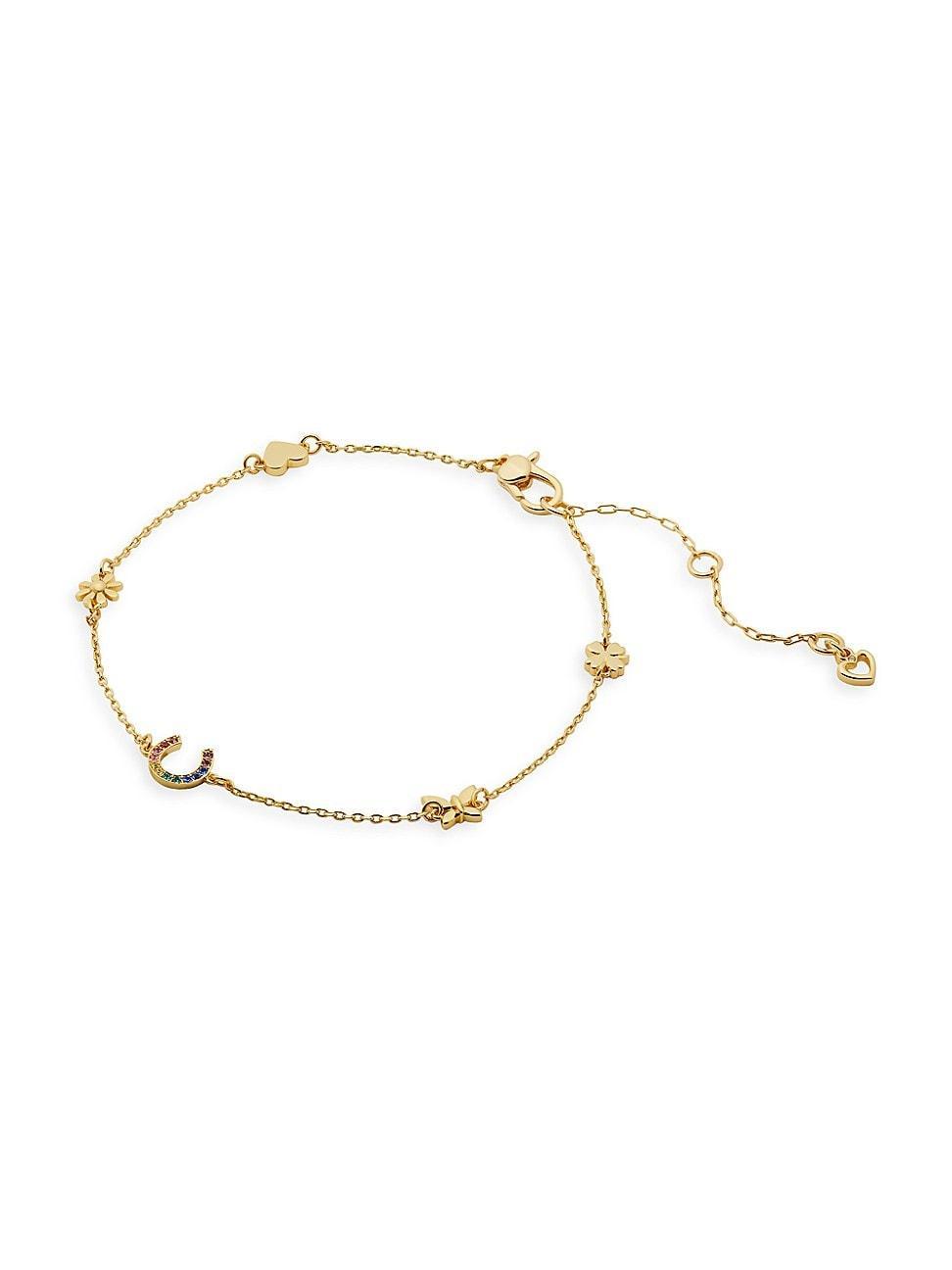 Womens Goldtone, Cubic Zirconia & Glass Crystal Mixed-Motif Anklet Product Image