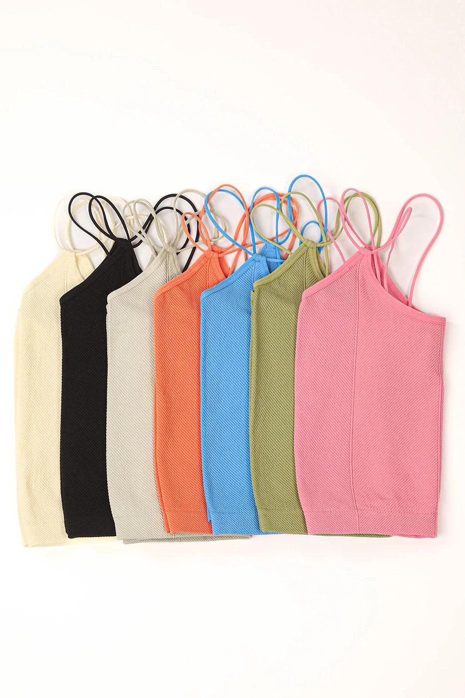 Soft Stretchy Double Strap Slim Fit Cropped Tank Top Female Product Image