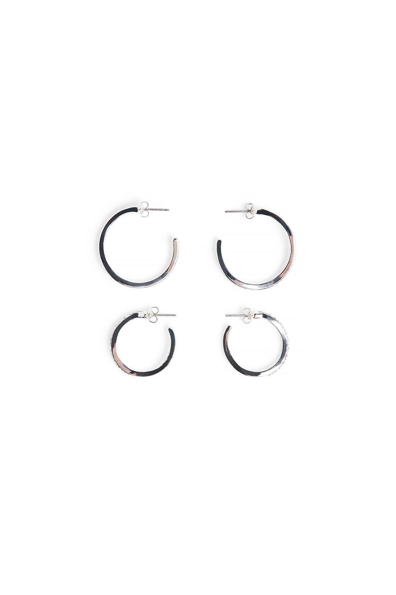 Silver Plated 2-Pack Strass Detailed Hoops Product Image