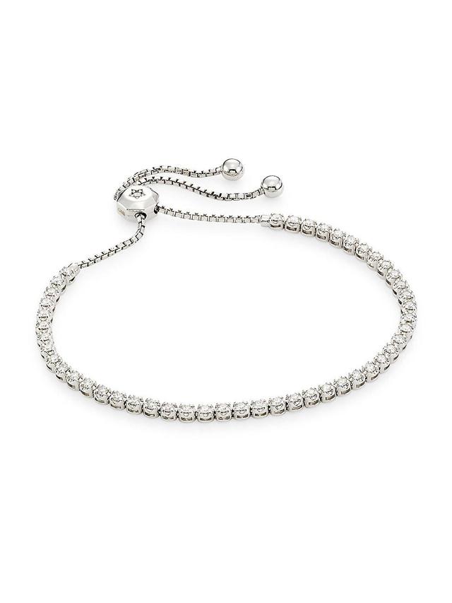 Womens 14K White Gold & 1.5 TCW Diamond Bolo Bracelet Product Image