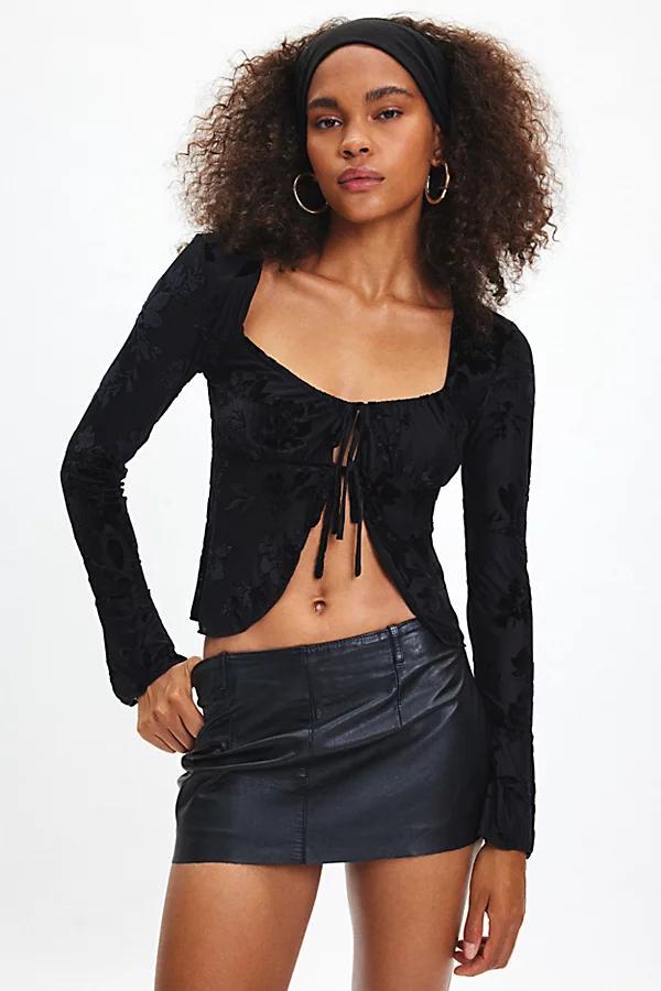 Kimchi Blue Stevie Burnout Velvet Flyaway Tie-Front Top Womens at Urban Outfitters Product Image