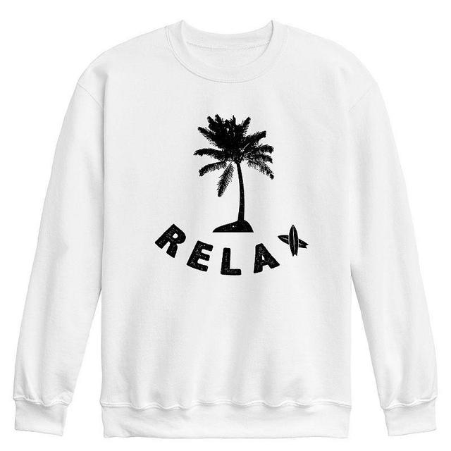 Mens Relax Palm Tree Graphic Fleece Sweatshirt Product Image