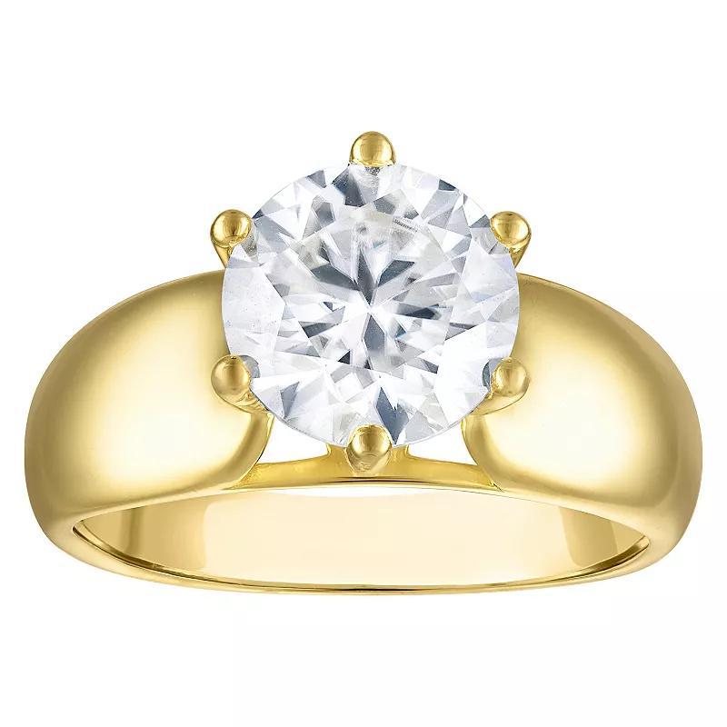 White Lotus 14k Gold Over Silver Lab-Created Moissanite Solitaire Ring, Womens Gold Tone Product Image