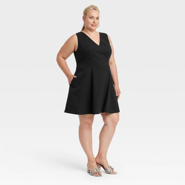 Womens Fit & Flare Mini Dress - A New Day Black 24 Product Image