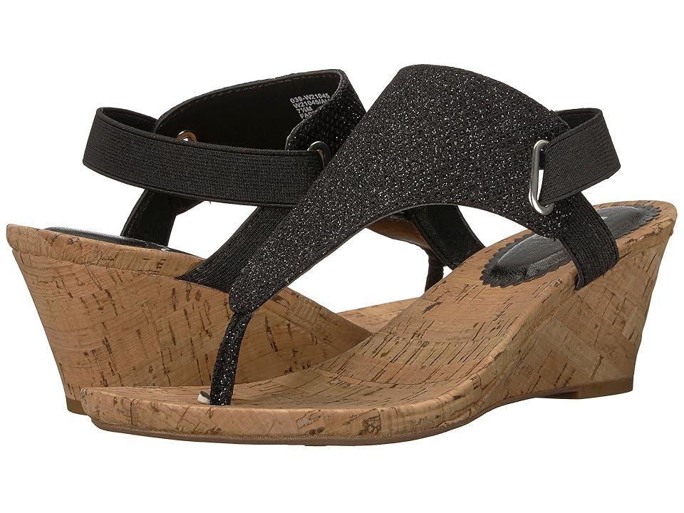 White Mountain Womens All Good Thong Wedge Sandals - Black Product Image