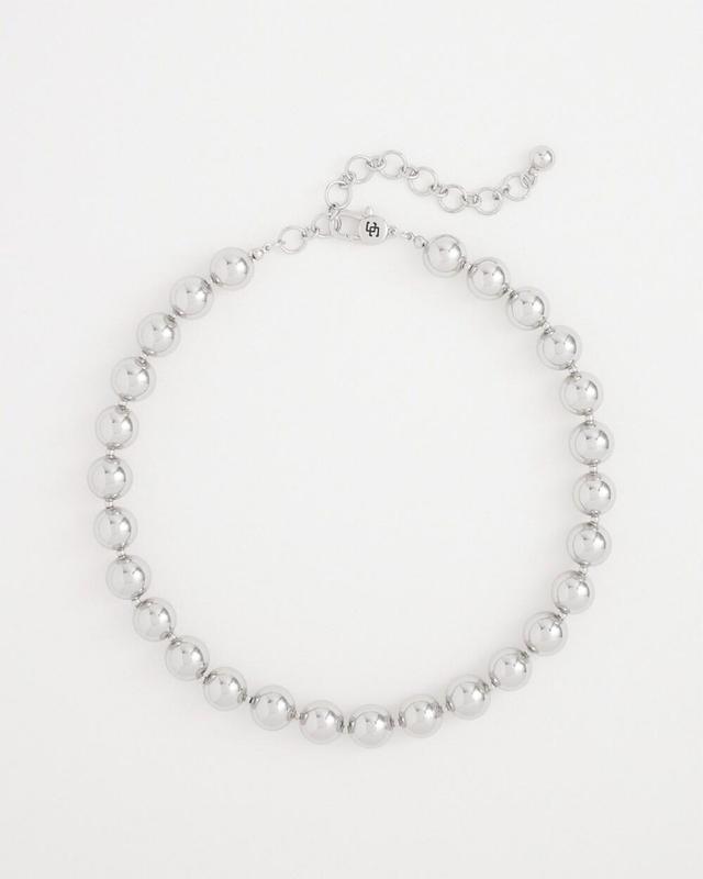 Silver Tone Beaded Collar Necklace   Chico's - Silver - Women Product Image