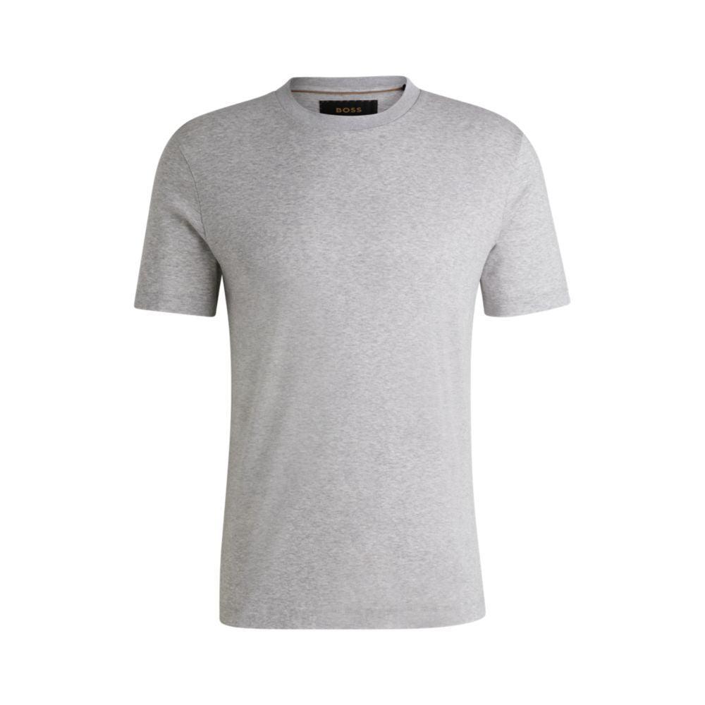 HUGO BOSS Regular-fit Crew-neck T-shirt In Mercerized Cotton In Light Grey Product Image