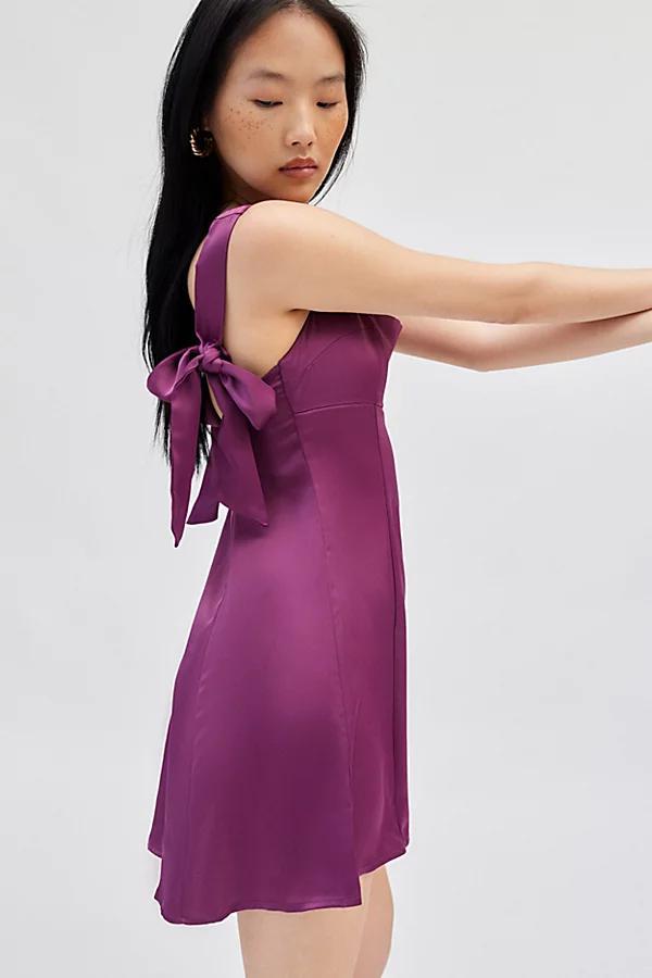 Urban Outfitters UO Bri Double Bow Satin Mini Dress Womens at Urban Outfitters Product Image