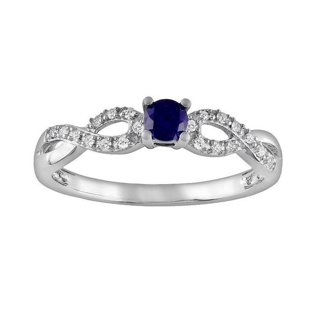 Stella Grace Sterling Silver Lab-Created Sapphire and Diamond Accent Infinity Ring, Womens Product Image