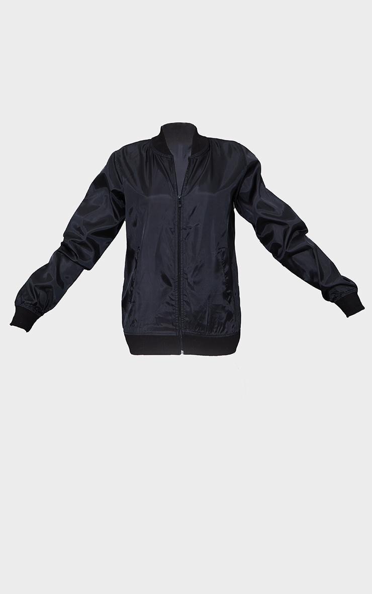 Black Basic Lightweight Bomber Jacket Product Image