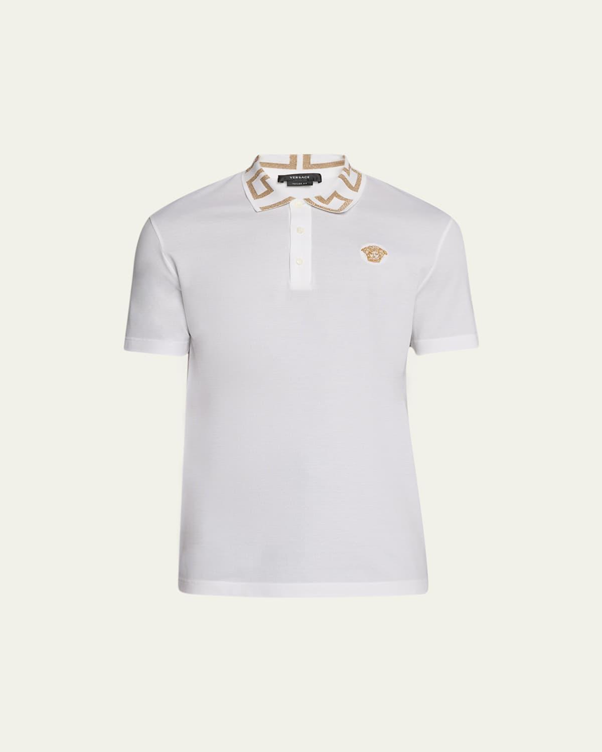 Versace Metallic Greca Collar Piqu Polo Product Image