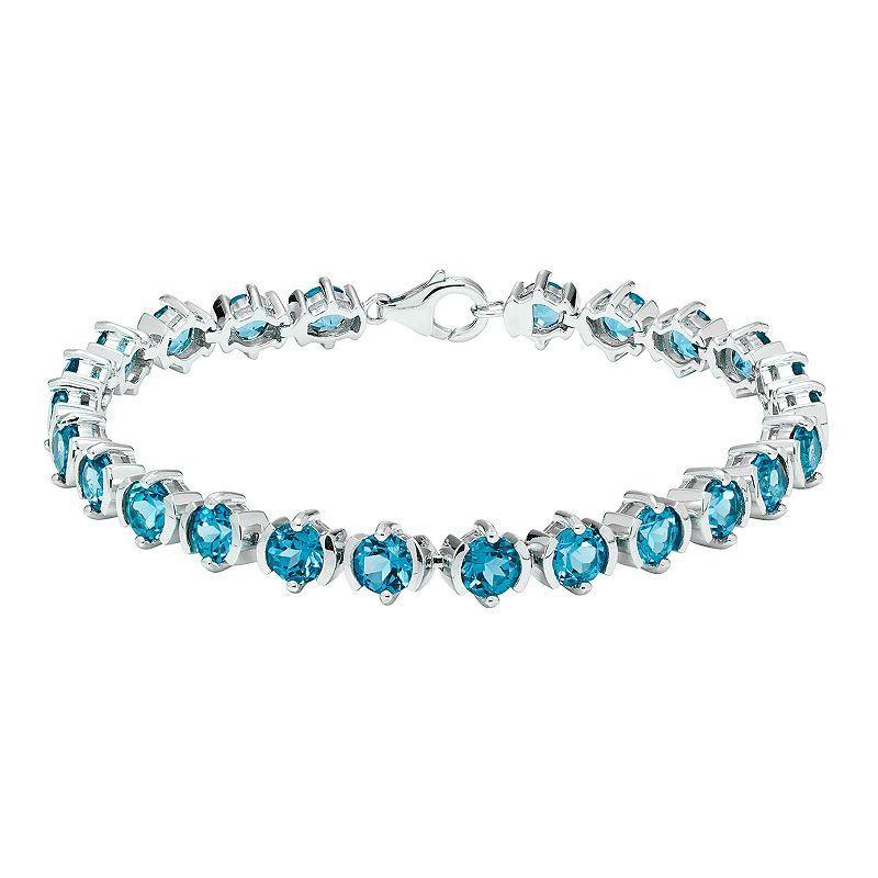 Sterling Silver & Swiss Blue Topaz Bracelet, Womens Product Image