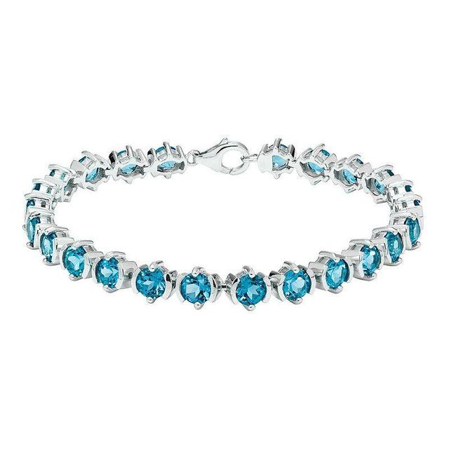 Sterling Silver & Swiss Blue Topaz Bracelet, Womens Product Image