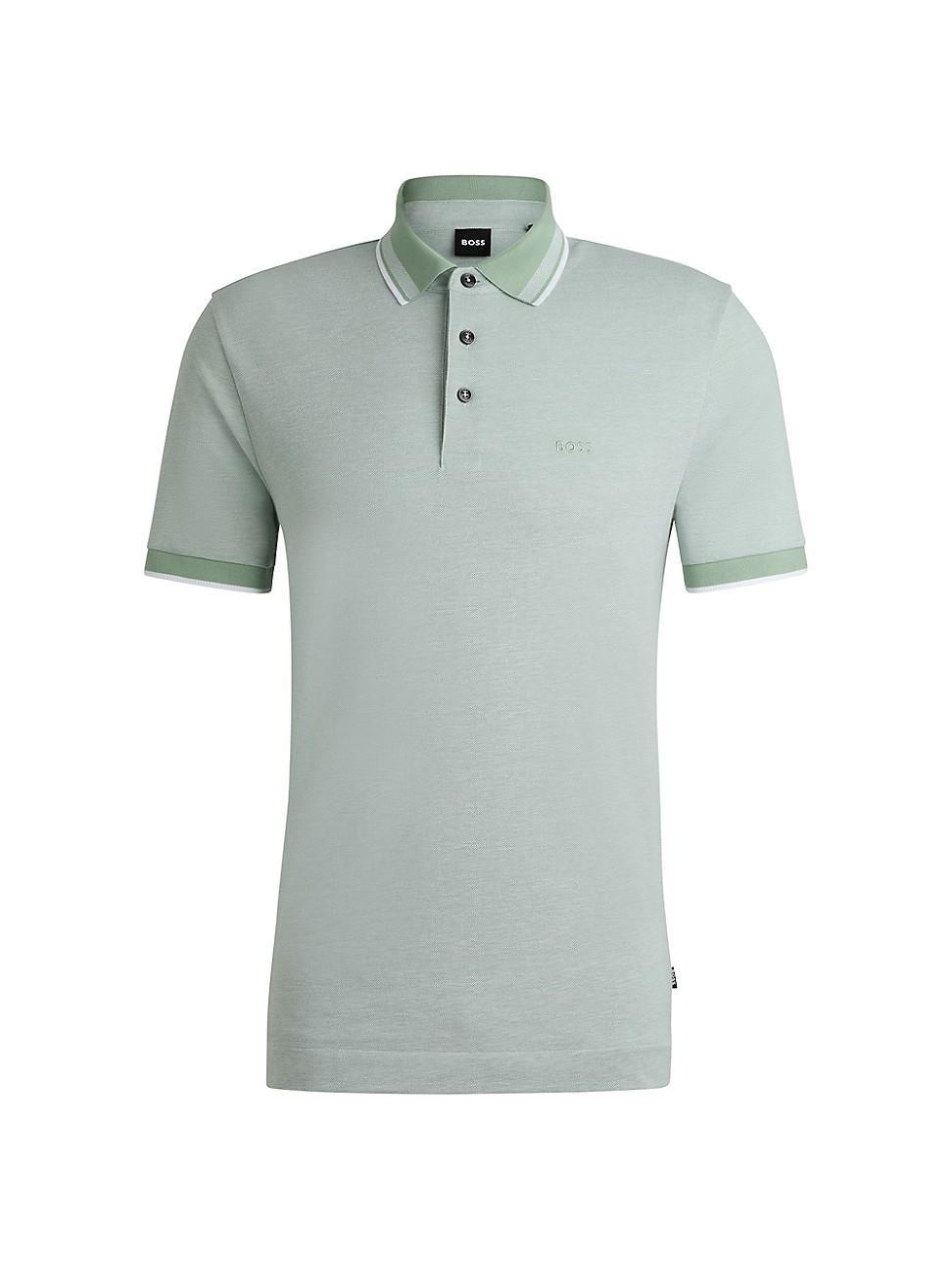 Mens Oxford-Cotton-Paique Polo Shirt with Logo Detail Product Image