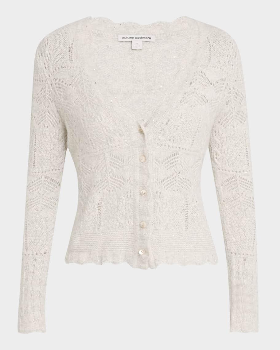 Scalloped Sequin Pointelle-Knit Cardigan product image