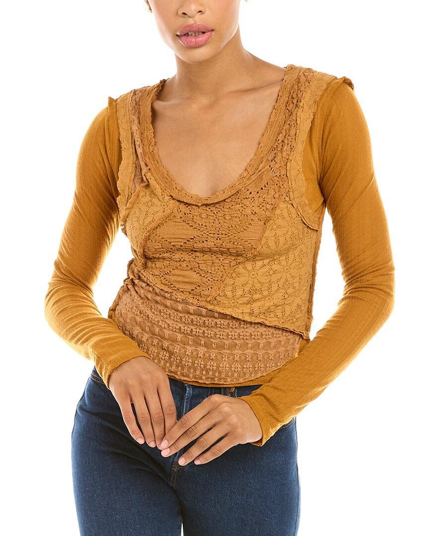 Taylor Patchwork Fabric Top In Rust-brown Product Image