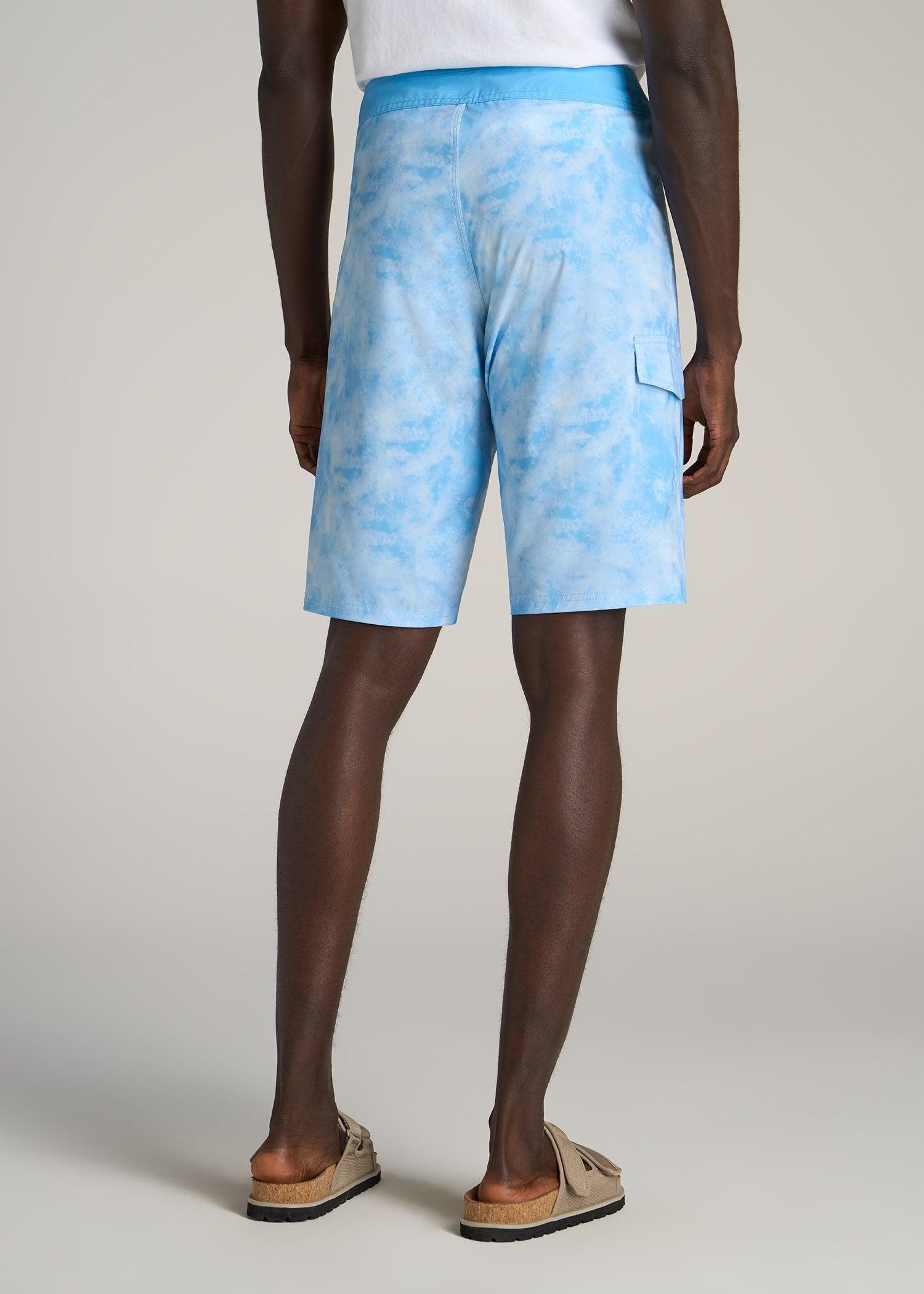 Tall Board Shorts for Men in Light Blue Tie Dye Product Image