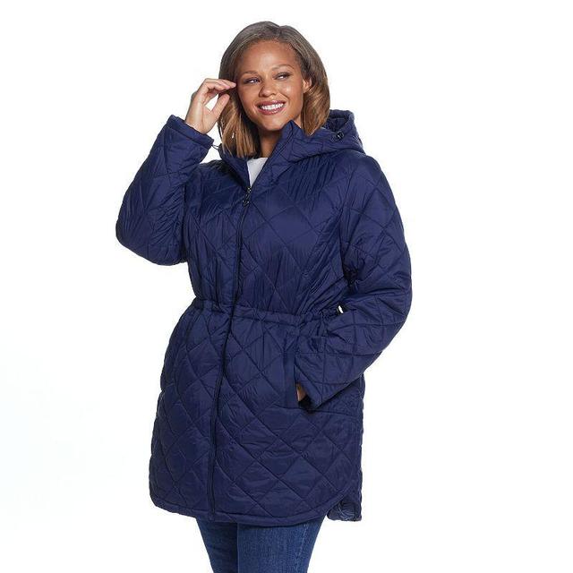 Plus Size Weathercast Hood Quilted Anorak Jacket, Womens Blue Product Image