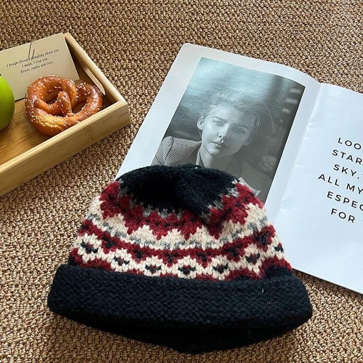 Patterned Knit Beanie Product Image