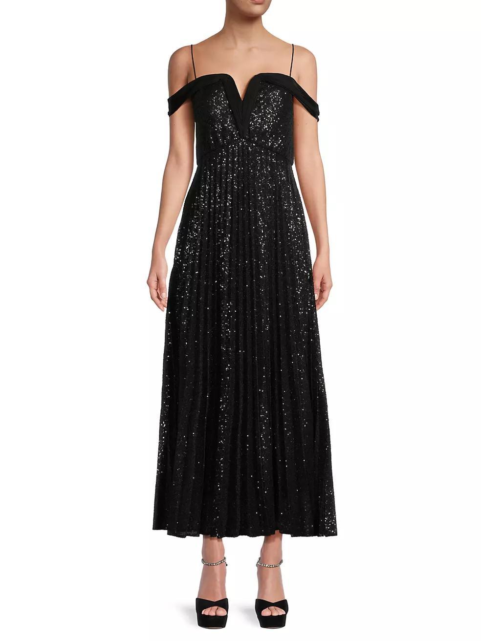 Blake Pleated Sequin Dress Product Image