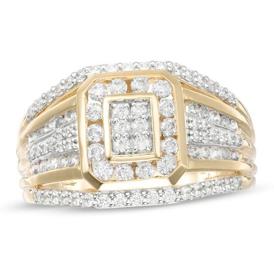 Men's 1 CT. T.w. Composite Diamond Multi-Row Ring in 10K Gold Product Image