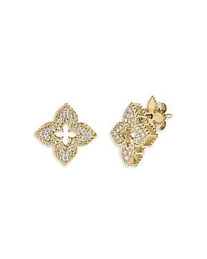 Womens Venetian 18K Yellow Gold & Pave Diamond Stud Earrings Product Image