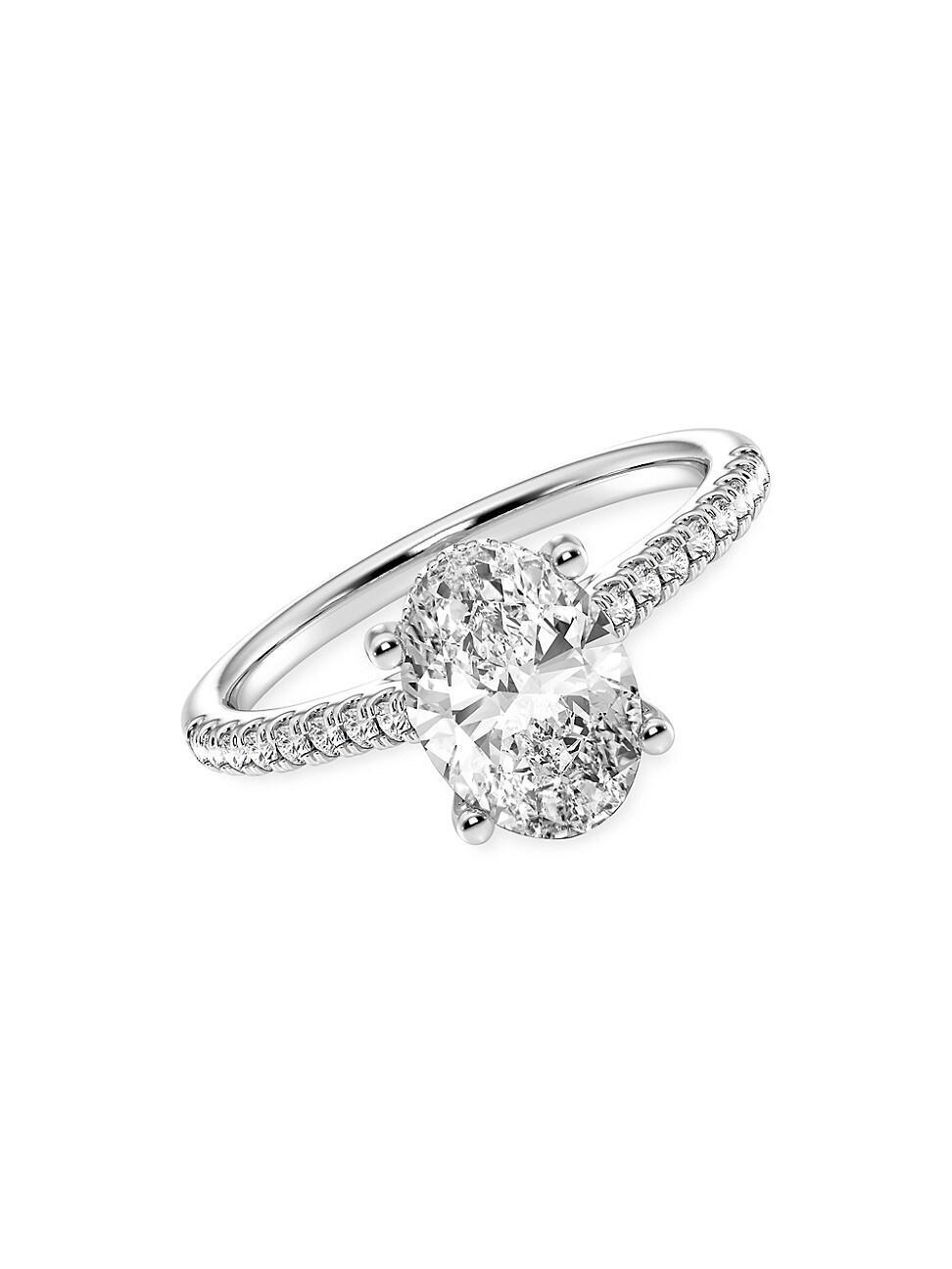 Womens 14K White Gold & 2.25 TCW Lab-Grown Diamond Engagement Ring Product Image