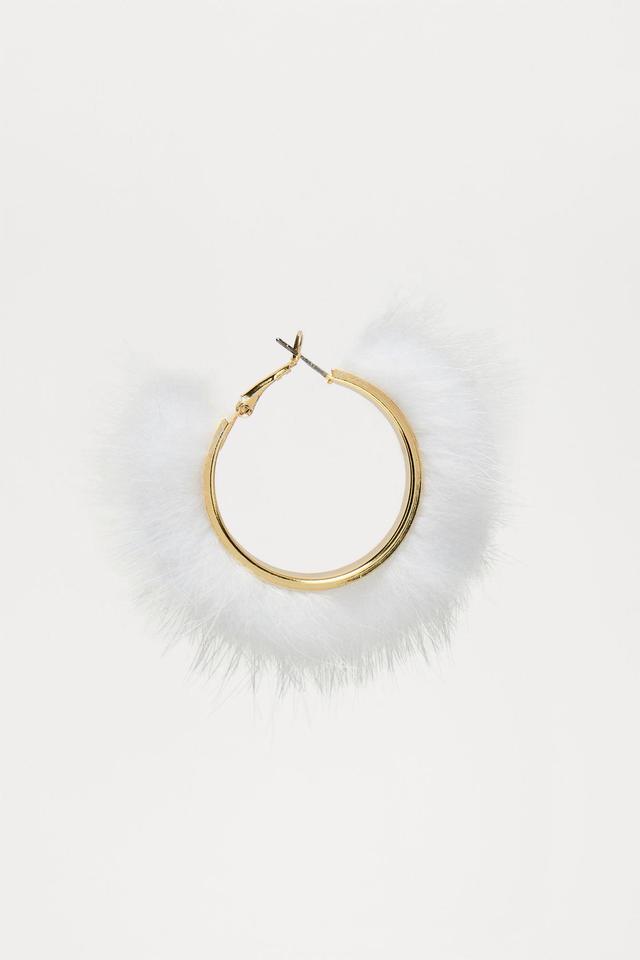 For The Fuzz Of It Hoop Earrings - White Product Image