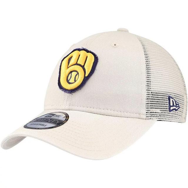 Mens New Era Stone Milwaukee Brewers Game Day 9TWENTY Adjustable Trucker Hat Product Image