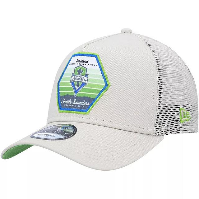 Mens New Era Seattle Sounders FC Established Patch 9FORTY A-Frame Trucker Adjustable Hat Product Image